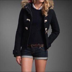 A & F Navy Flannel-lined Pea Coat